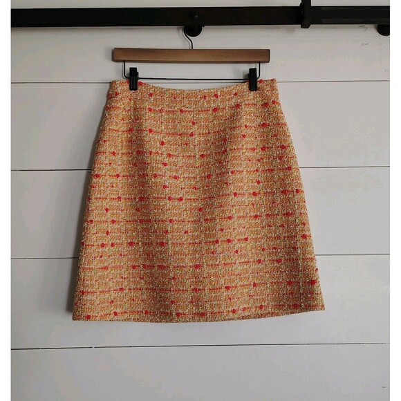 Kate Spade Pamela Skirt Size 6 California Calling Orange Tweed Boucle Old Money - Picture 1 of 7